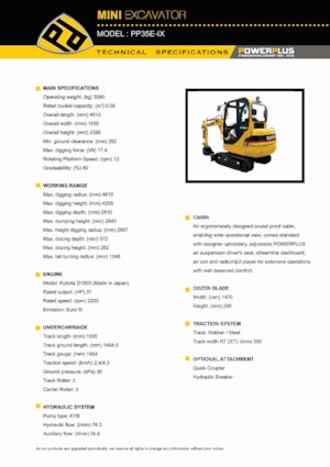 मिनी एक्सकेवेटर PowerPlus PP35E-IX 