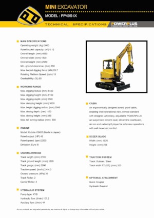 मिनी एक्सकेवेटर PowerPlus PP40S-IX 