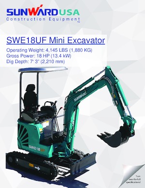 मिनी एक्सकेवेटर Sunward SWE18UF