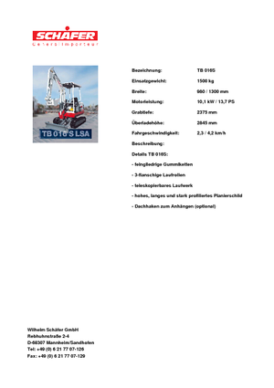 मिनी एक्सकेवेटर Takeuchi TB 016 S