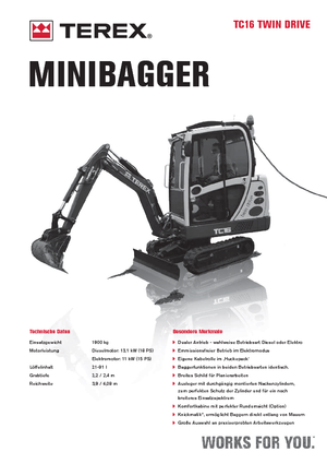 मिनी एक्सकेवेटर Terex TC 16 Twindrive