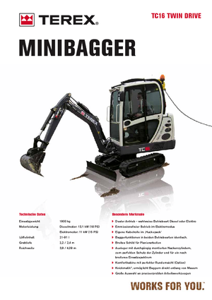 मिनी एक्सकेवेटर Terex TC 16 Twindrive