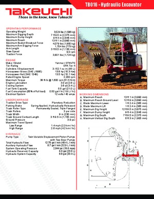 मिनी एक्सकेवेटर Takeuchi TB 016 A