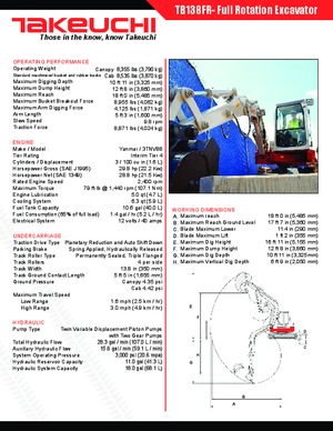 मिनी एक्सकेवेटर Takeuchi TB 138 FR