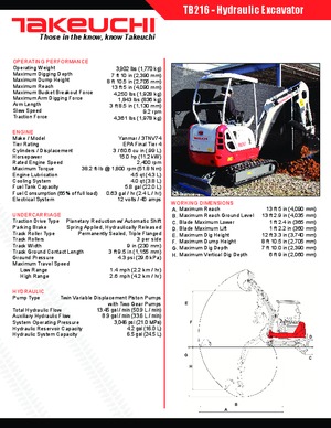 मिनी एक्सकेवेटर Takeuchi TB216A