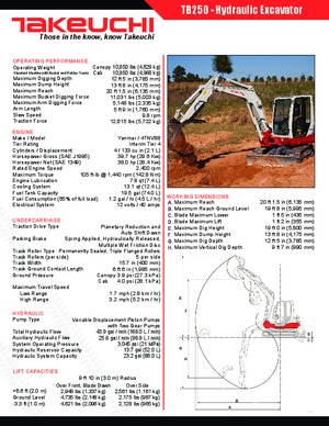 मिनी एक्सकेवेटर Takeuchi TB 250