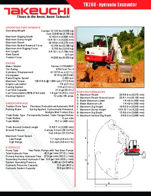 मिनी एक्सकेवेटर Takeuchi TB 260