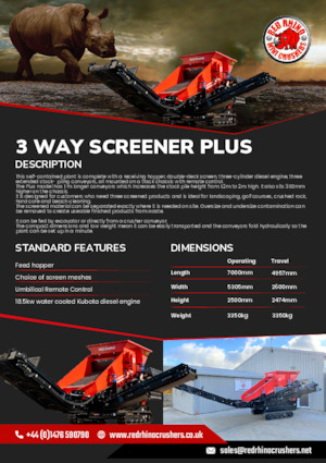 मोबाइल स्क्रीनिंग प्लांट Red Rhino 3 WAY SCREENER PLUS