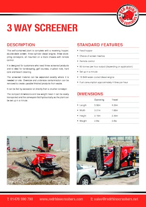 मोबाइल स्क्रीनिंग प्लांट Red Rhino 3 WAY SCREENER