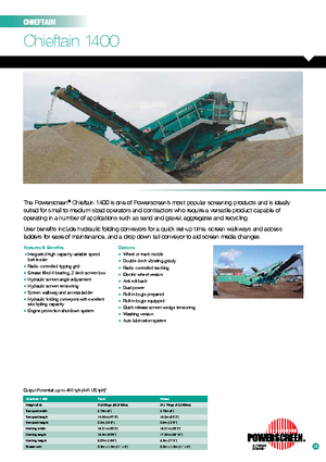 मोबाइल स्क्रीनिंग प्लांट Powerscreen Chieftain 1400