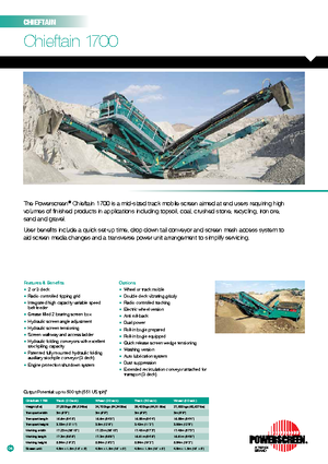 मोबाइल स्क्रीनिंग प्लांट Powerscreen Chieftain 1700-2D