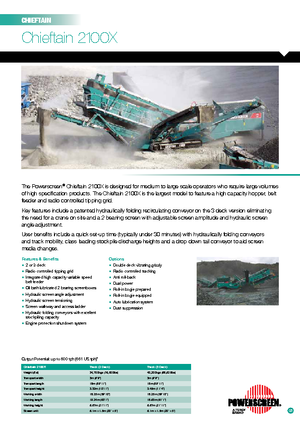 मोबाइल स्क्रीनिंग प्लांट Powerscreen Chieftain 2100 X 2D