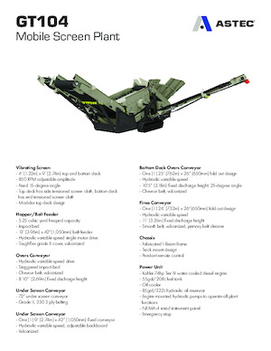 मोबाइल स्क्रीनिंग प्लांट Astec GT104