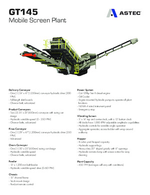 मोबाइल स्क्रीनिंग प्लांट Astec GT145MF