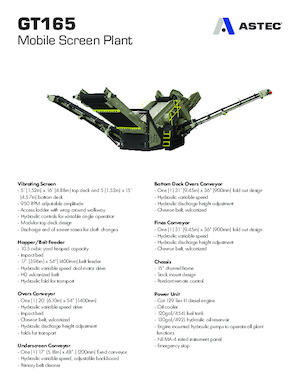 मोबाइल स्क्रीनिंग प्लांट Astec GT165MF