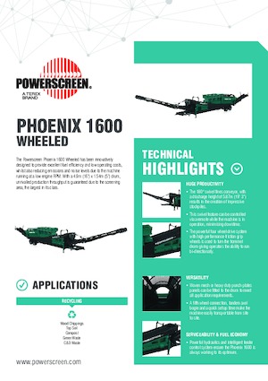 ड्रम के साथ मोबाइल स्क्रीनिंग प्लांट Powerscreen Phoenix 1600