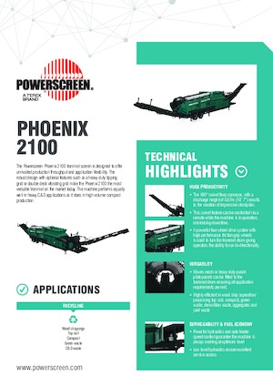 ड्रम के साथ मोबाइल स्क्रीनिंग प्लांट Powerscreen Phoenix 2100