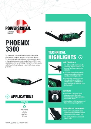ड्रम के साथ मोबाइल स्क्रीनिंग प्लांट Powerscreen Phoenix 3300