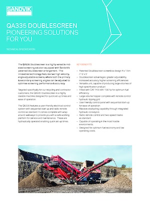 मोबाइल स्क्रीनिंग प्लांट Sandvik QA 335