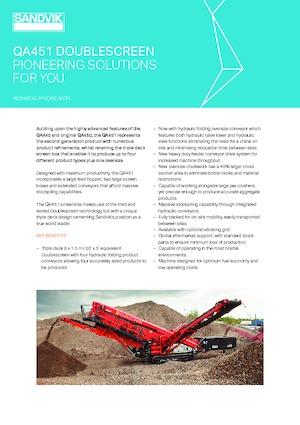 मोबाइल स्क्रीनिंग प्लांट Sandvik QA451