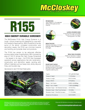 मोबाइल स्क्रीनिंग प्लांट McCloskey R155