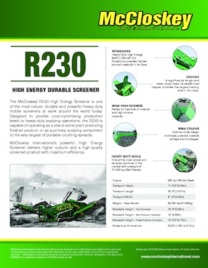 मोबाइल स्क्रीनिंग प्लांट McCloskey R230
