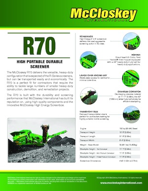 मोबाइल स्क्रीनिंग प्लांट McCloskey R70