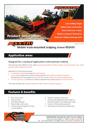 मोबाइल स्क्रीनिंग प्लांट Rockster RSS410