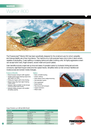 मोबाइल स्क्रीनिंग प्लांट Powerscreen Warrior 800 Kette