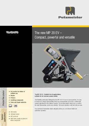 मोर्टार मिक्सिंग पंप Putzmeister MP 20 EV