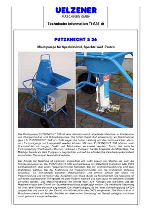 मोर्टार मिक्सिंग पंप Uelzener S 36 400 V