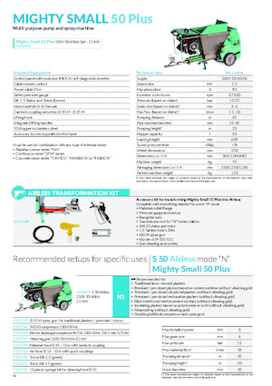 मोर्टार स्प्रेइंग और कन्वेइंग मशीनरी Imer Mighty Small 50 Plus