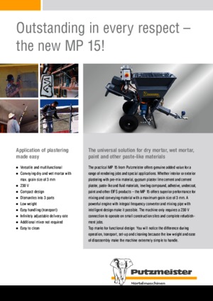 मोर्टार मिक्सिंग पंप Putzmeister MP 15