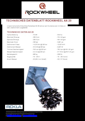 हाइड्रोलिक एक्सकेवेटर के लिए माउंटेबल मिलिंग हेड Rockwheel by ROCK.ZONE AX 20