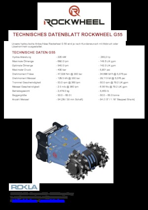 हाइड्रोलिक एक्सकेवेटर के लिए माउंटेबल मिलिंग हेड Rockwheel by ROCK.ZONE G 55