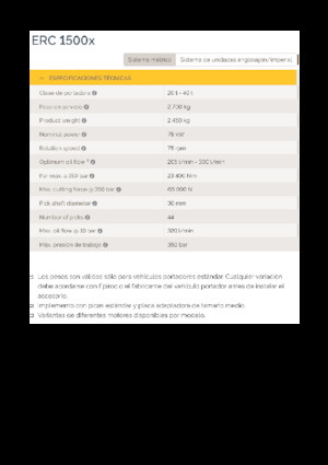 हाइड्रोलिक एक्सकेवेटर के लिए माउंटेबल मिलिंग हेड Epiroc ERC 1500x
