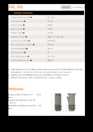 हाइड्रोलिक एक्सकेवेटर के लिए माउंटेबल मिलिंग हेड Erkat ERL 700-1