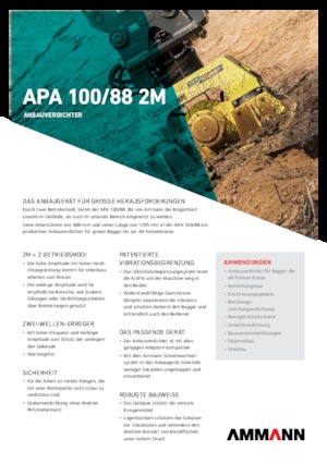 हाइड्रोलिक एक्सकेवेटर के लिए कॉम्पेक्टर Ammann APA 10088 2M