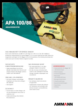 हाइड्रोलिक एक्सकेवेटर के लिए कॉम्पेक्टर Ammann APA 10088