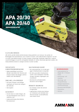 हाइड्रोलिक एक्सकेवेटर के लिए कॉम्पेक्टर Ammann APA 2030