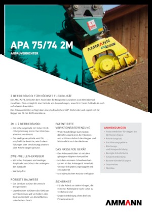 हाइड्रोलिक एक्सकेवेटर के लिए कॉम्पेक्टर Ammann APA 7574 2M
