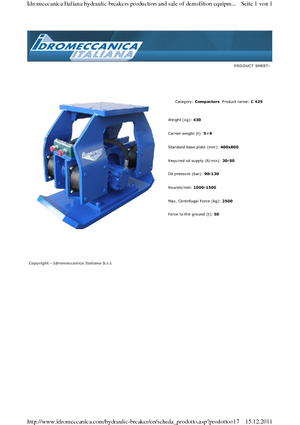 हाइड्रोलिक एक्सकेवेटर के लिए कॉम्पेक्टर Idromeccanica C 420