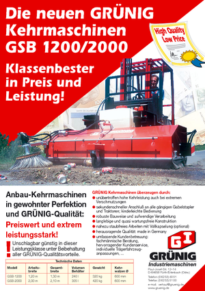 माउंटेड स्वीपर Grünig GSB 2000