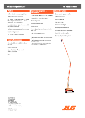 व्हील्ड आर्टिकुलेटिंग बूम लिफ्ट JLG 150HAX 4x4x4