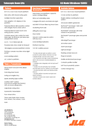 व्हील्ड टेलीस्कोपिक बूम लिफ्ट JLG 1500SJ