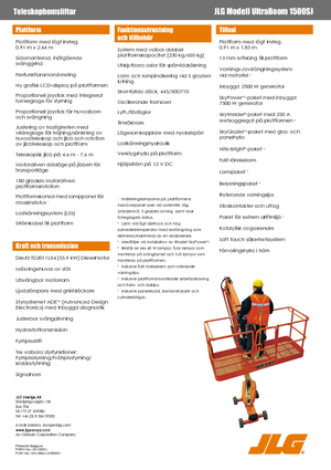 व्हील्ड टेलीस्कोपिक बूम लिफ्ट JLG 1500SJ