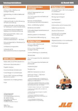 व्हील्ड टेलीस्कोपिक बूम लिफ्ट JLG 400 S