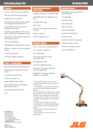 व्हील्ड आर्टिकुलेटिंग बूम लिफ्ट JLG 600AJ