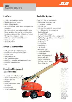 व्हील्ड टेलीस्कोपिक बूम लिफ्ट JLG 600S