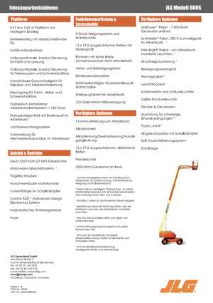 व्हील्ड टेलीस्कोपिक बूम लिफ्ट JLG 600S